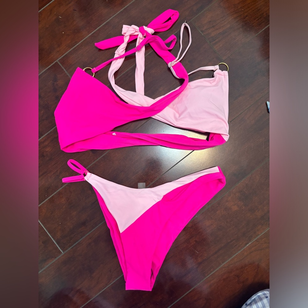 Pink and Light Pink Bikini Set